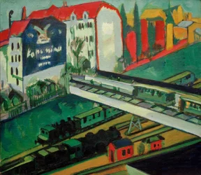 Straßenbahn und Eisenbahn; Blick aus dem Atelierfenster